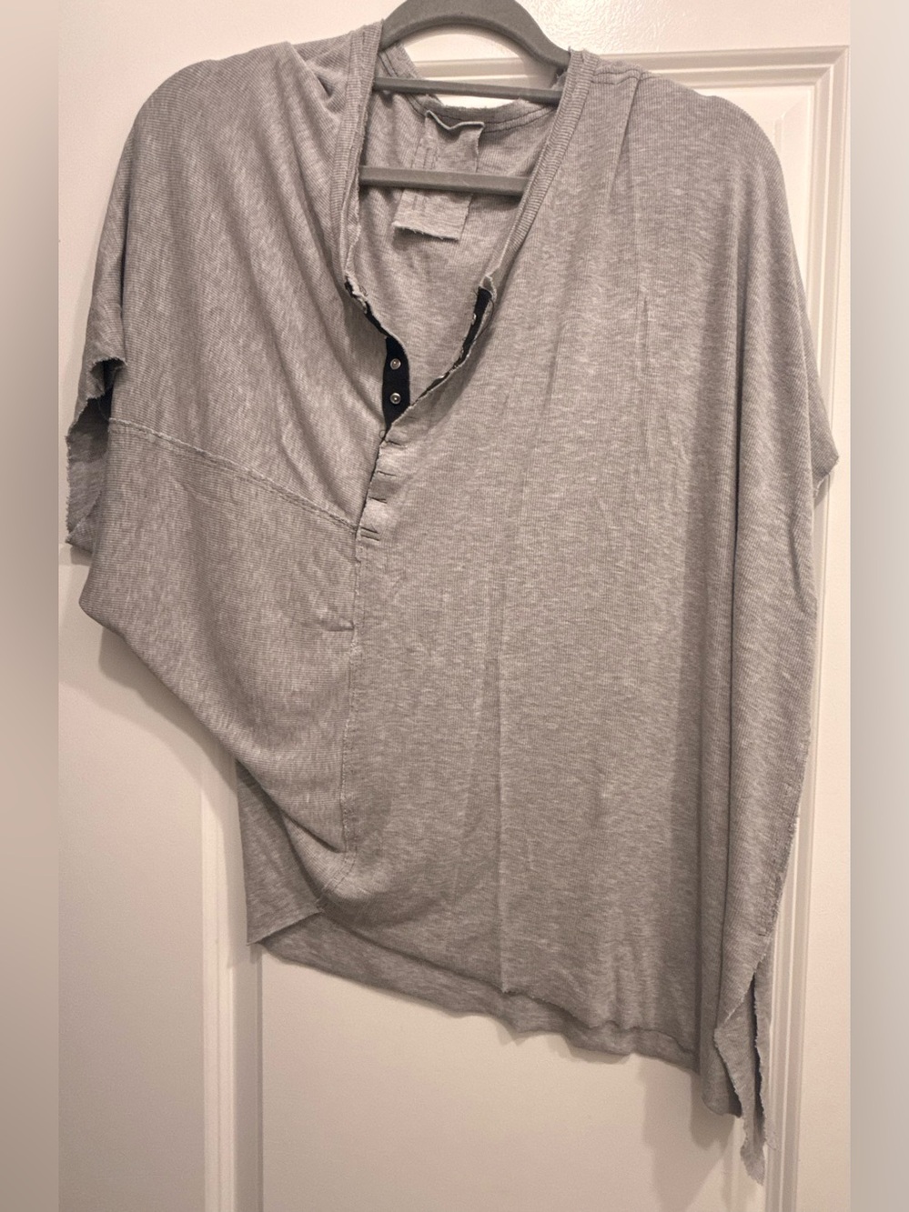 Nicole Paloma Custom-Designed Grey Henley Poncho Top